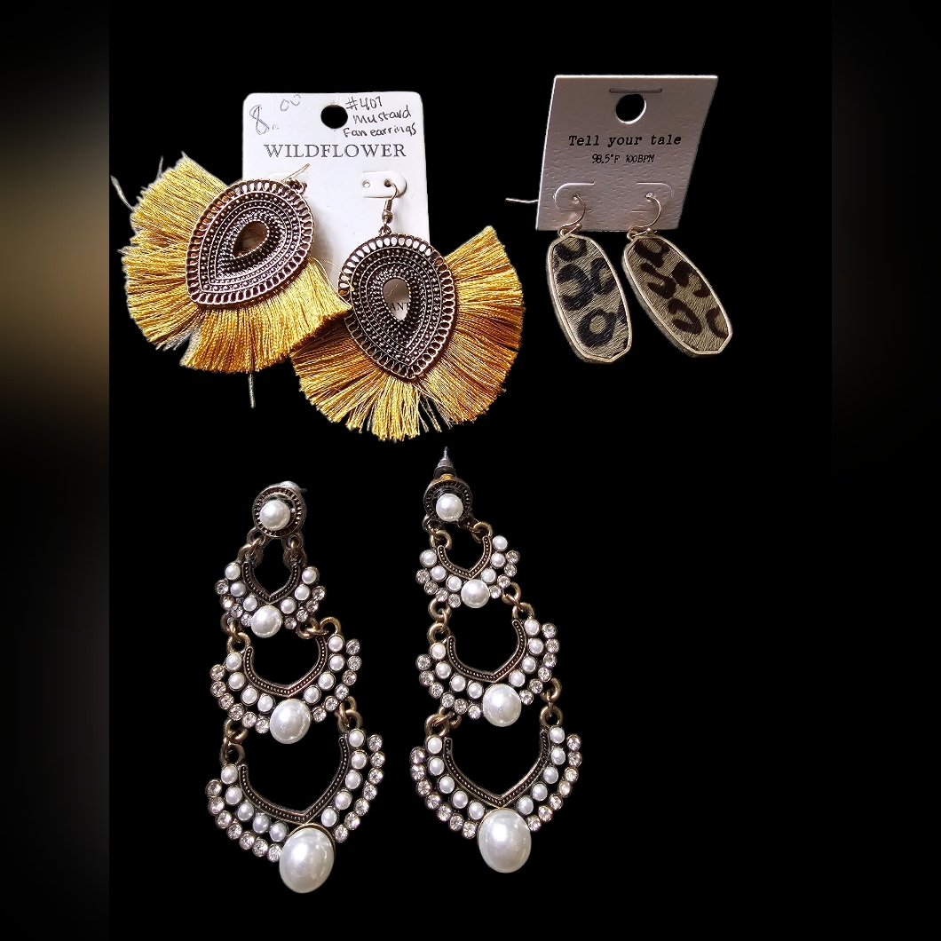 Bundle Of 3 Statement Earrings 9$